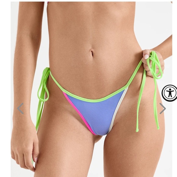 NWT OneOne Swimwear Bikini Set Derawan Jesse Kameron Colorblock Neon Blue - Picture 5 of 6